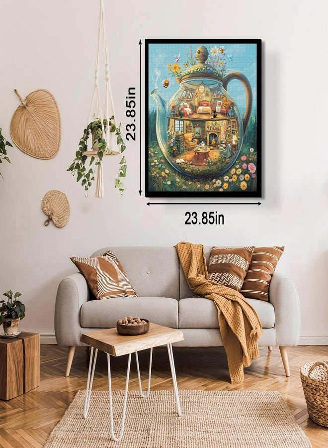 PPuzzling Teapot House Puzzle 1000 Pieces for Adults, Colorful Butterfly Garden Jigsaw Puzzles, Challenging Room Art Puzzles as Wall Decor - Image 3